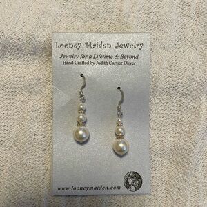 Pearl drop earrings by Looney Maiden